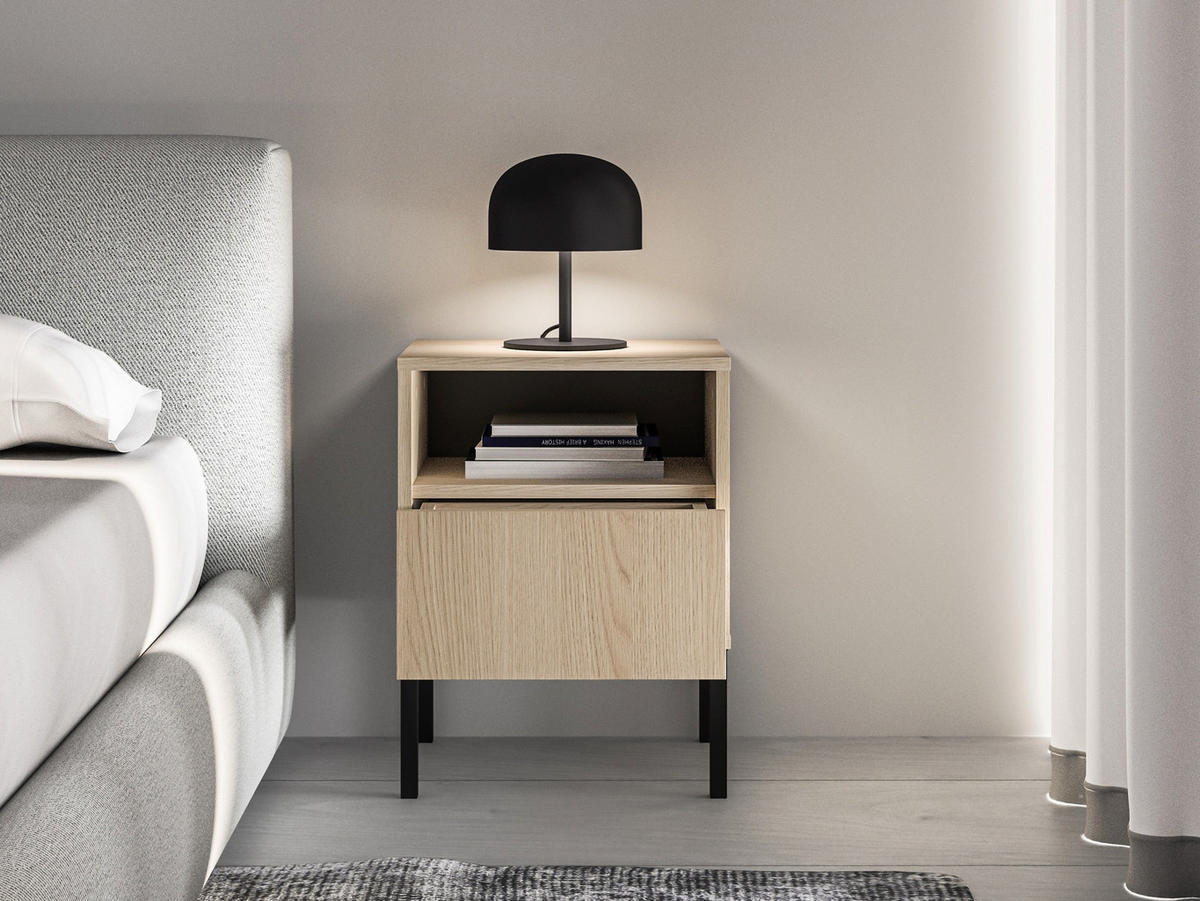NACHTTISCH Barnee Eichenholzoptik 40 cm - Eichefarben/Schwarz, Holzwerkstoff (40/53/34cm) - Selsey