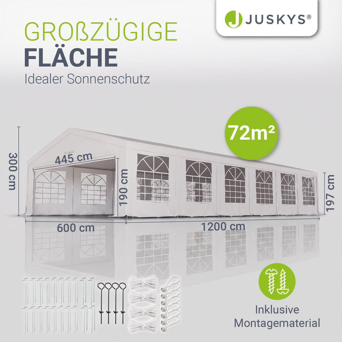 FESTZELT Partyzelt Gala weiß 6x12 m - Weiß, Kunststoff (600/292/1200cm) - Juskys