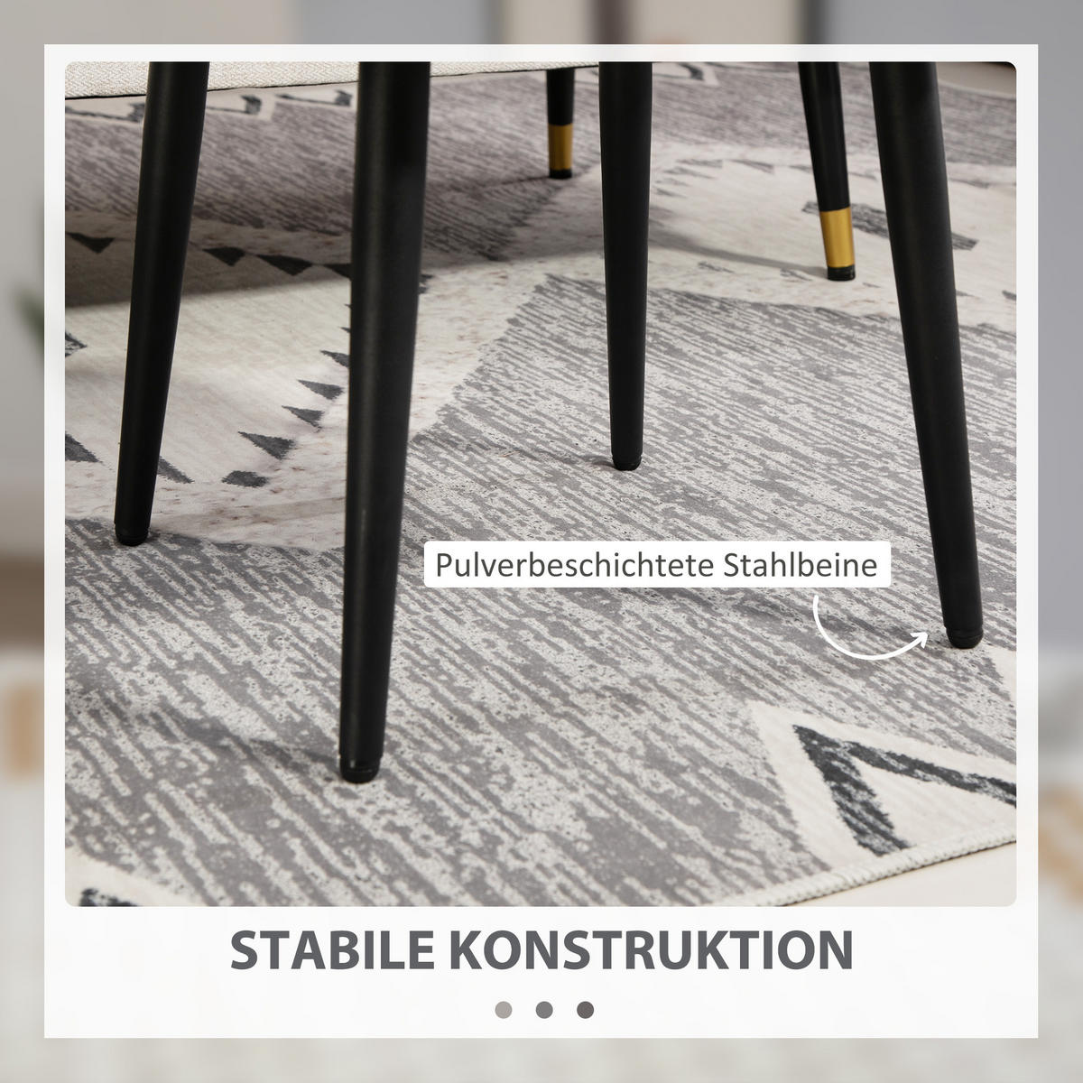FUSSHOCKER Sitzhocker Quadratischer Schminkhocker mit Kaschmir-Optik, Stahlbeine - Hellgrau, Kunststoff (42/44/42cm) - HOMCOM