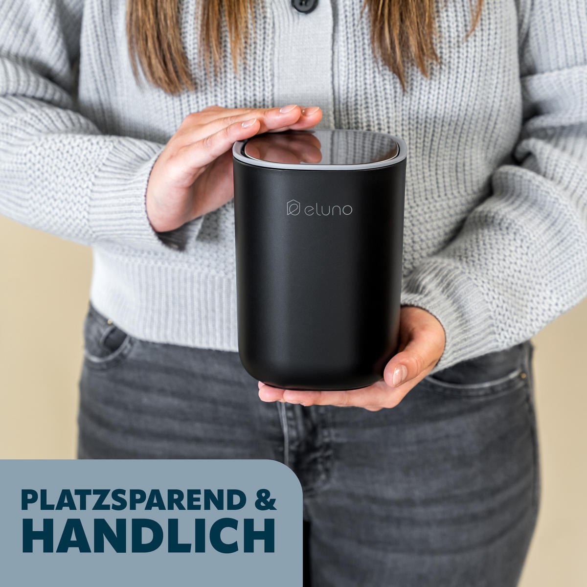 KOSMETIKEIMER EDOLO, Kunststoff, schwarz - Schwarz, Kunststoff (16/11.5/11.5cm) - eluno