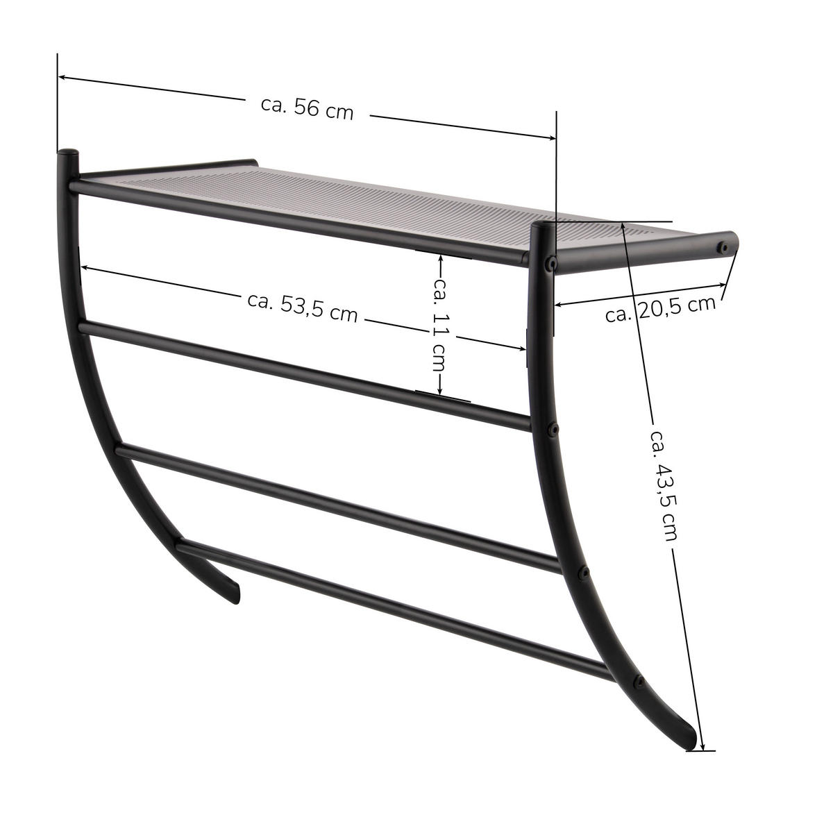 HANDTUCHHALTER, schwarz, Stahl - Schwarz, Metall (56/43.5/20.5cm) - bremermann