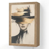 NÁSTĚNNÁ LAMPA Žena - klobouk - barva 20x30 cm - krémová, kompozitní dřevo (20/30/8cm) - OnlyWow