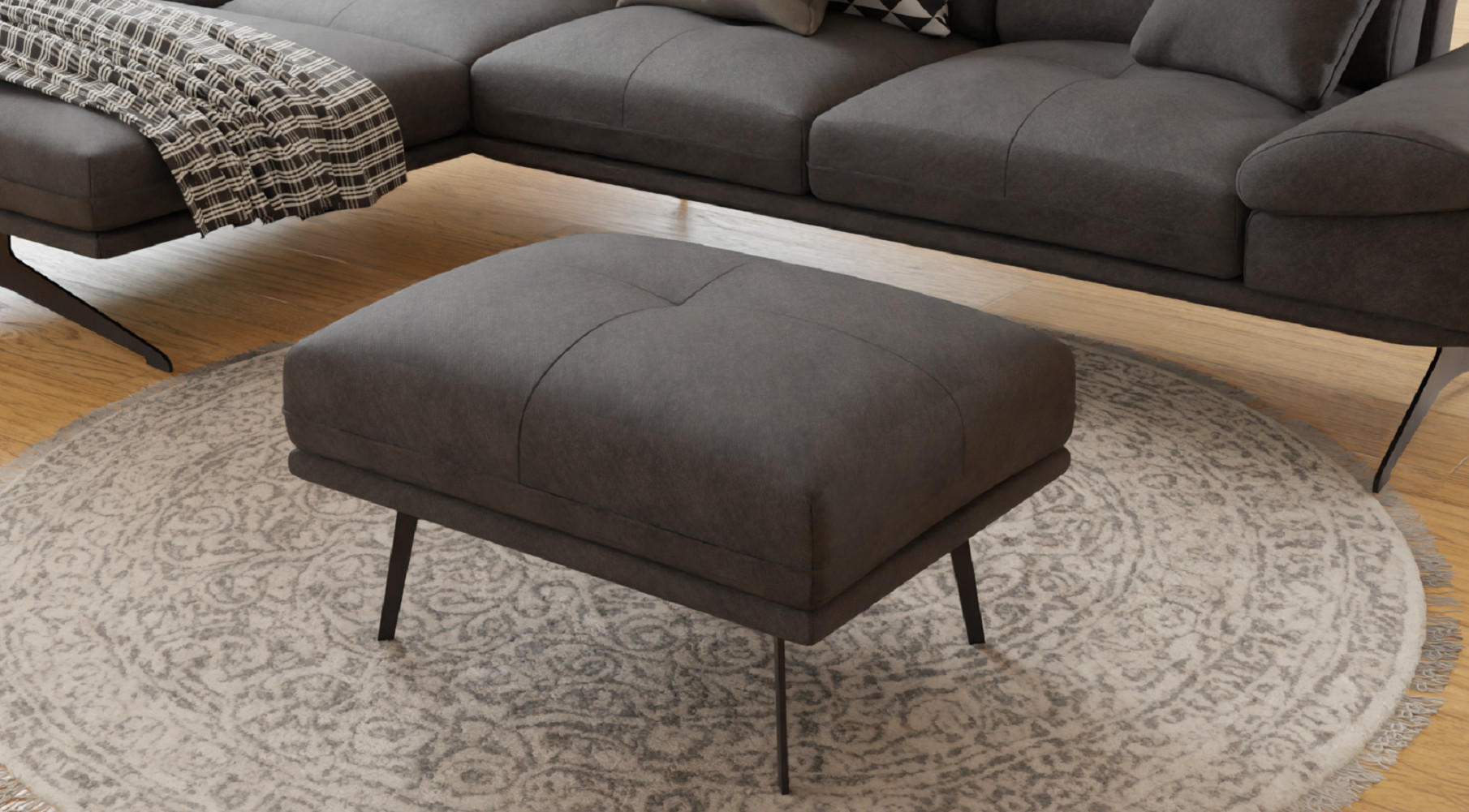 HOCKER Loris Schwarz Samt - Schwarz, Holz/Textil (83/47/62cm) - S-Style Möbel