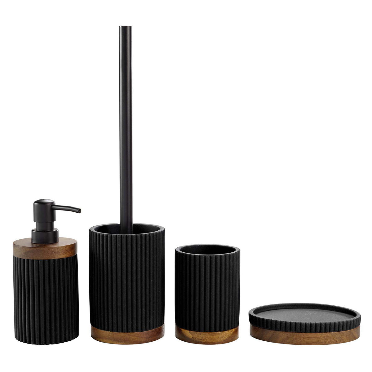 BADBECHER mit Akazienholz Niagara 8/8/10,8 cm - Schwarz, Kunststoff (8/10.8/8cm) - Douceur d´intérieur