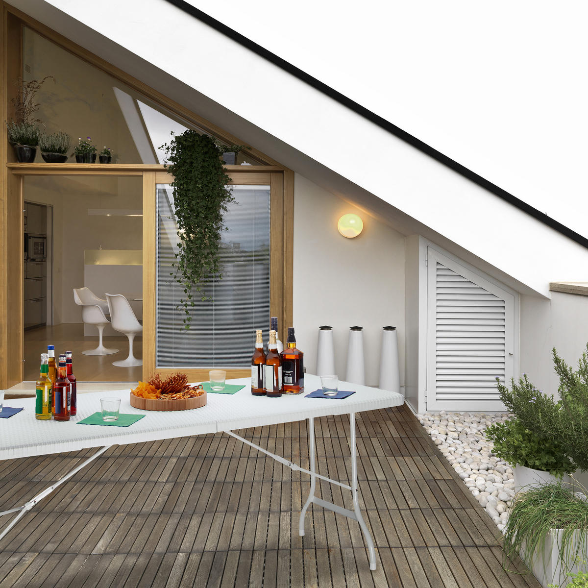 GARTENTISCH - Weiß, Kunststoff/Metall (74/178/72cm) - Relaxdays