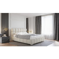 POLSTERBETT Bliss 160 x 200 cm mit Bettkasten und Lattenrost, 7-Zonen-Taschenfederkernmatratze arlan (21 cm) - beige - Beige, Holz (160/200cm) - Homesy