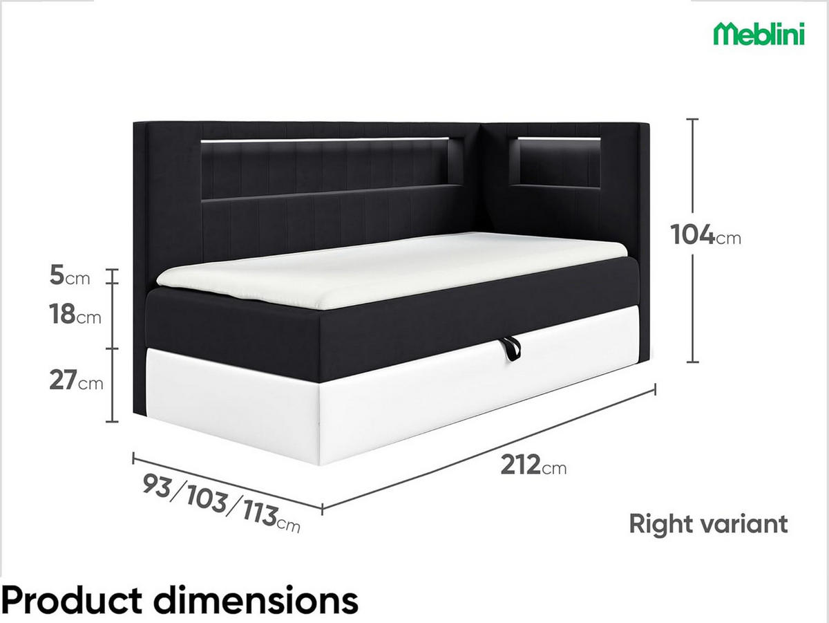 KINDERBETT GARETH 3 - Schwarz/Weiß, Holzwerkstoff (93/212cm) - Meblini