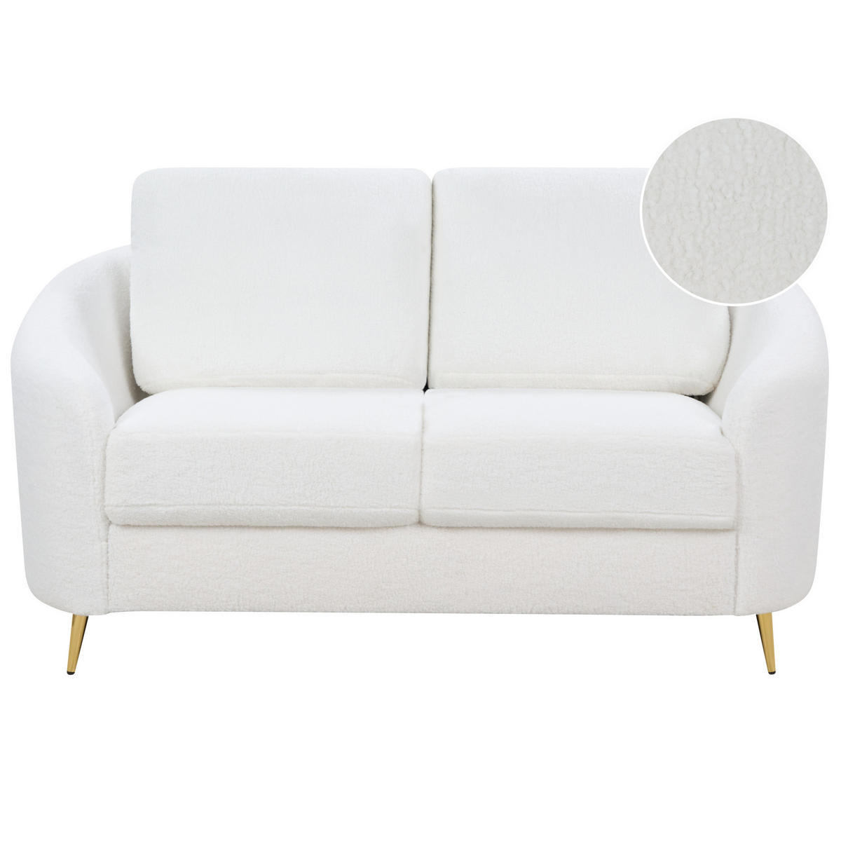2-SITZER-SOFA Bouclé weiß/gold Trosa - Goldfarben/Weiß, Textil (153/88/86cm) - Beliani