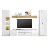 WOHNWAND weiß matt, Wotan Eiche, Wohnkombination inklusive Frontbeleuchtung 330 x 200 cm - Eiche Wotan/Weiß, Holzwerkstoff/Metall (330/200/42cm) - Furn.Design