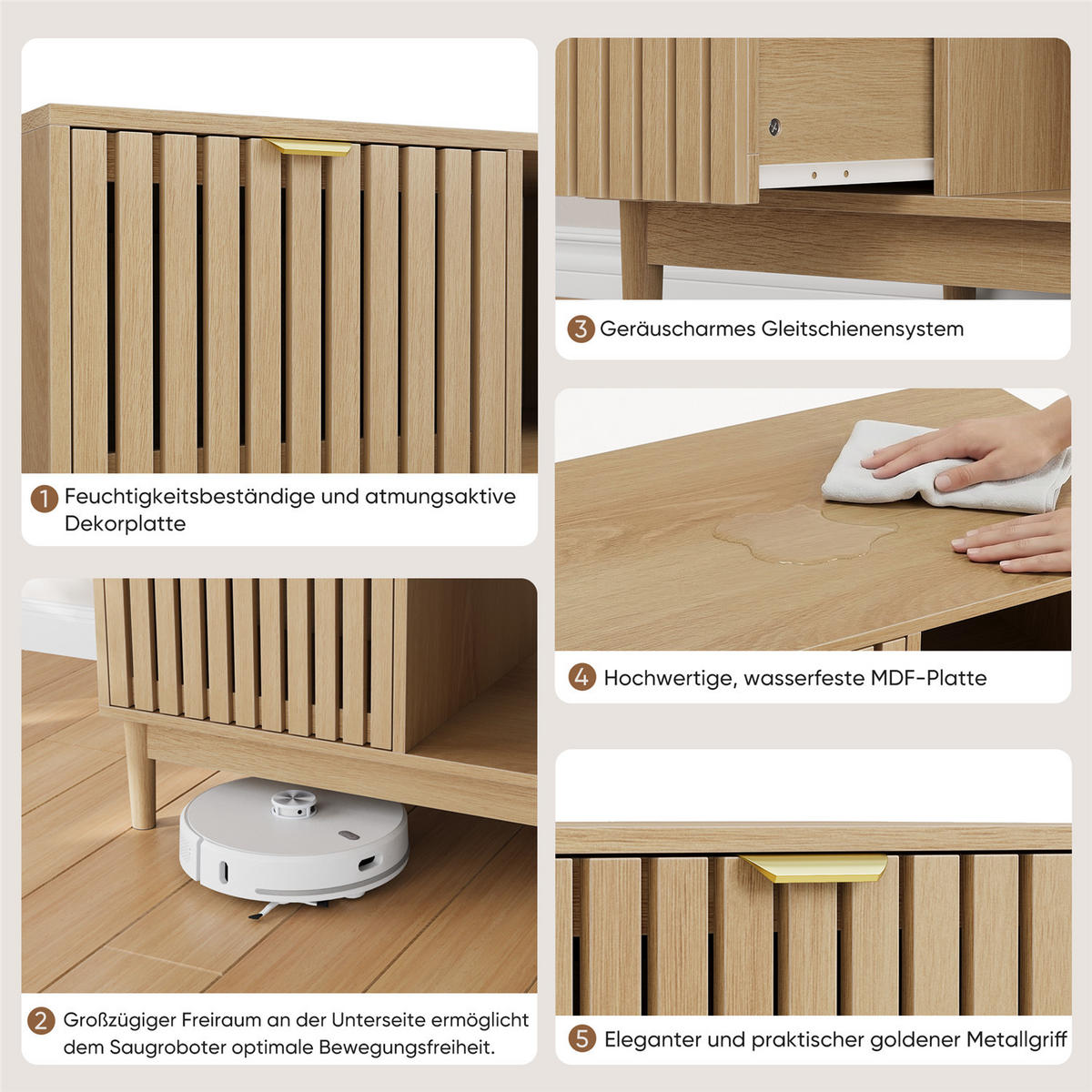 COUCHTISCH 80 cm Schublade Eiche Massivholz - Naturfarben, Holz (80/50/45cm) - Kaket