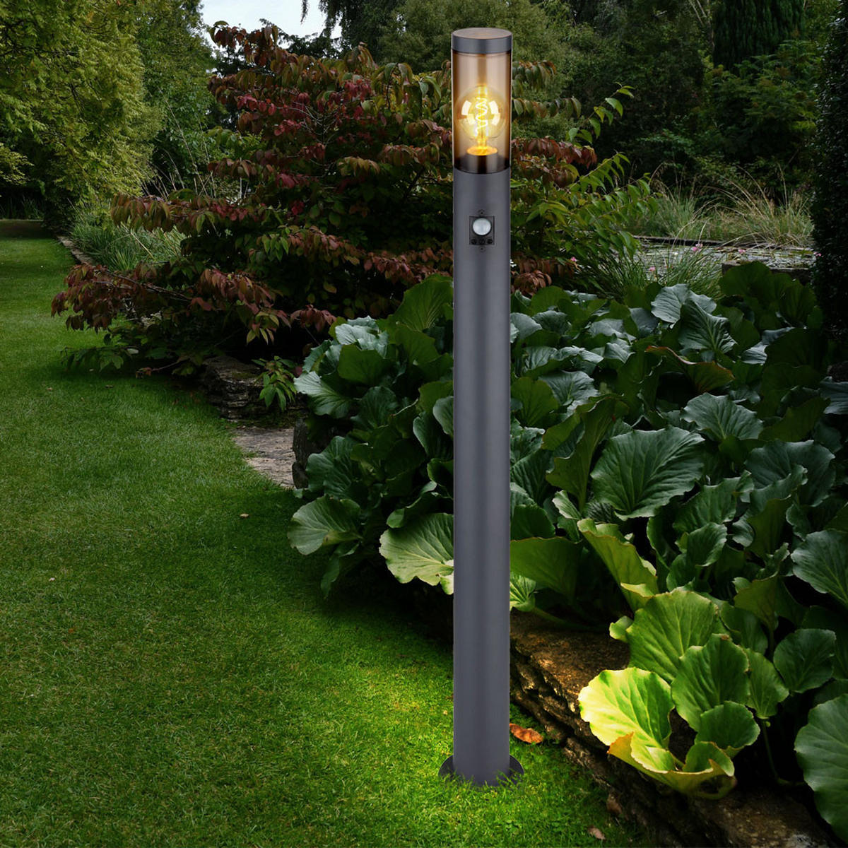 LED STEHLEUCHTE BOSTON Anthrazit Edelstahl - Anthrazit, Metall (12.7/12.7/110cm) - Globo Lighting
