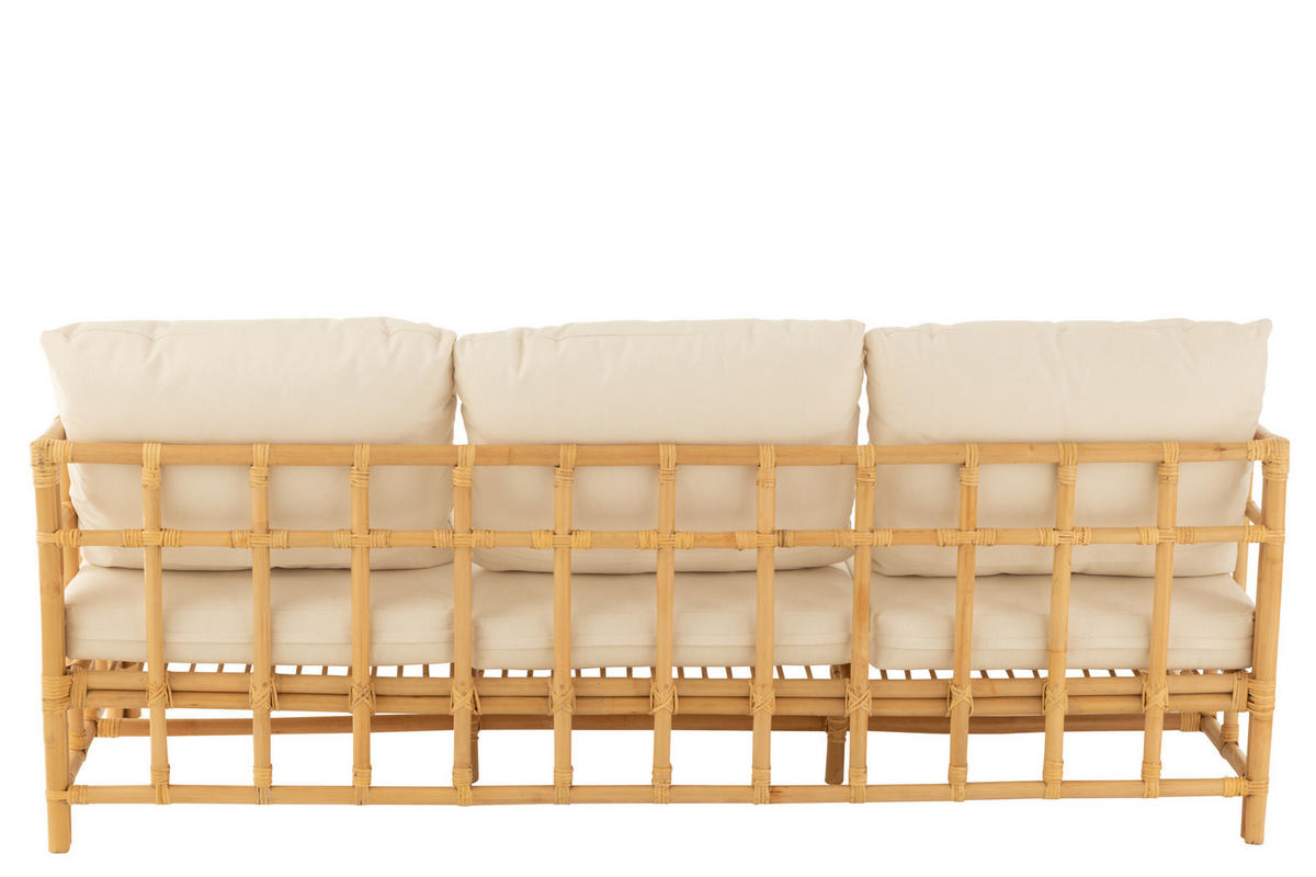 SOFA ELISE - Rottan - Natürliche - 3-Sitzer - Naturfarben, Naturmaterialien (73/64/187cm) - J-Line