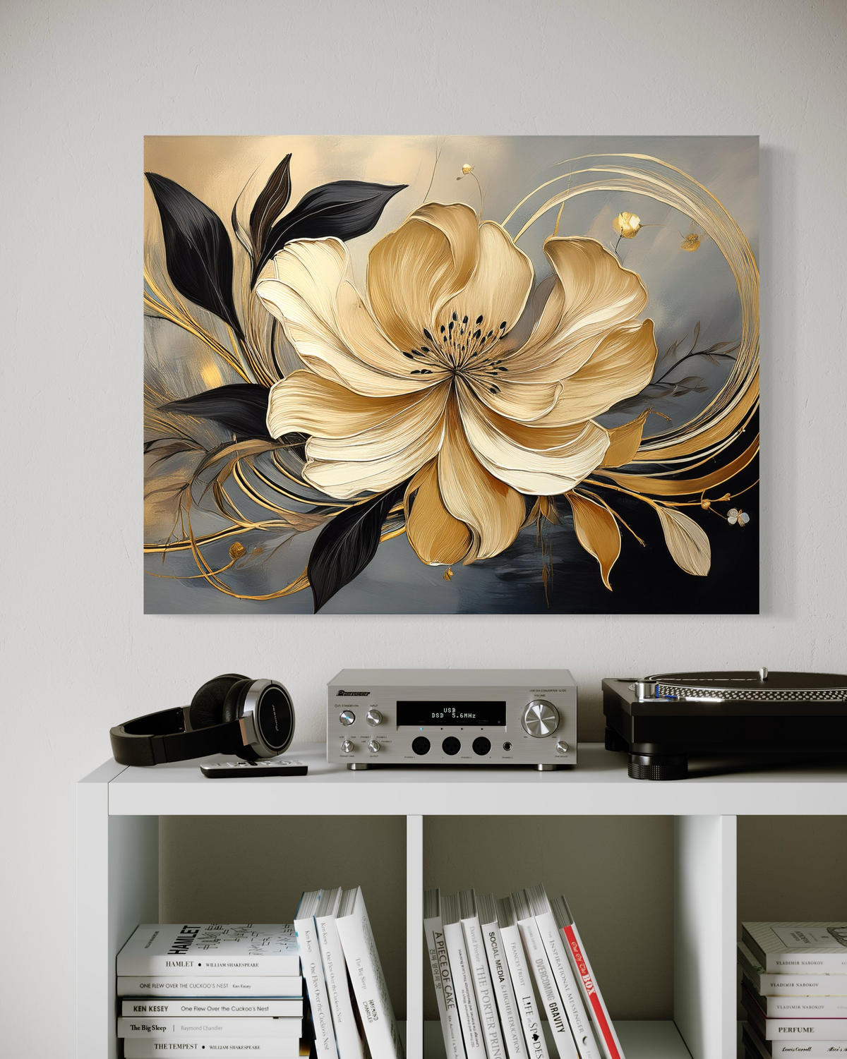 WANDBILD beige blume abstrakt - Beige, Textil (60/40cm) - Feeby