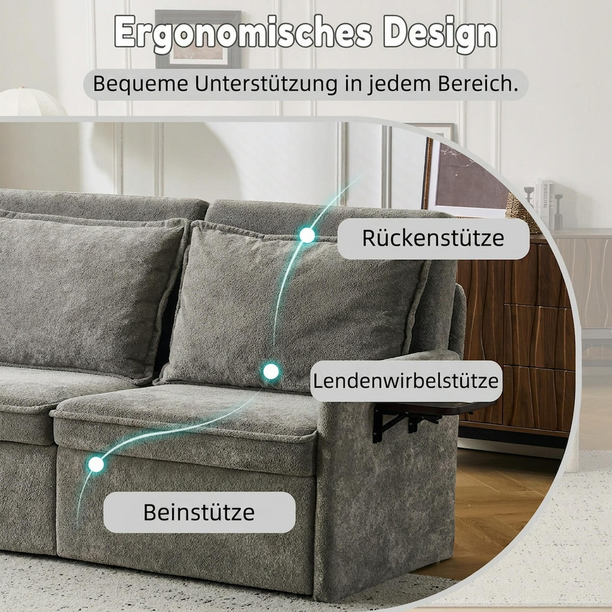 SCHLAFSOFA 172.5/71/95 cm Grau mit USB-Anschluss, 5-fach verstellbarer Rückenlehne und Stauraum - Grau, Textil (71/95/172.5cm) - Oxeza