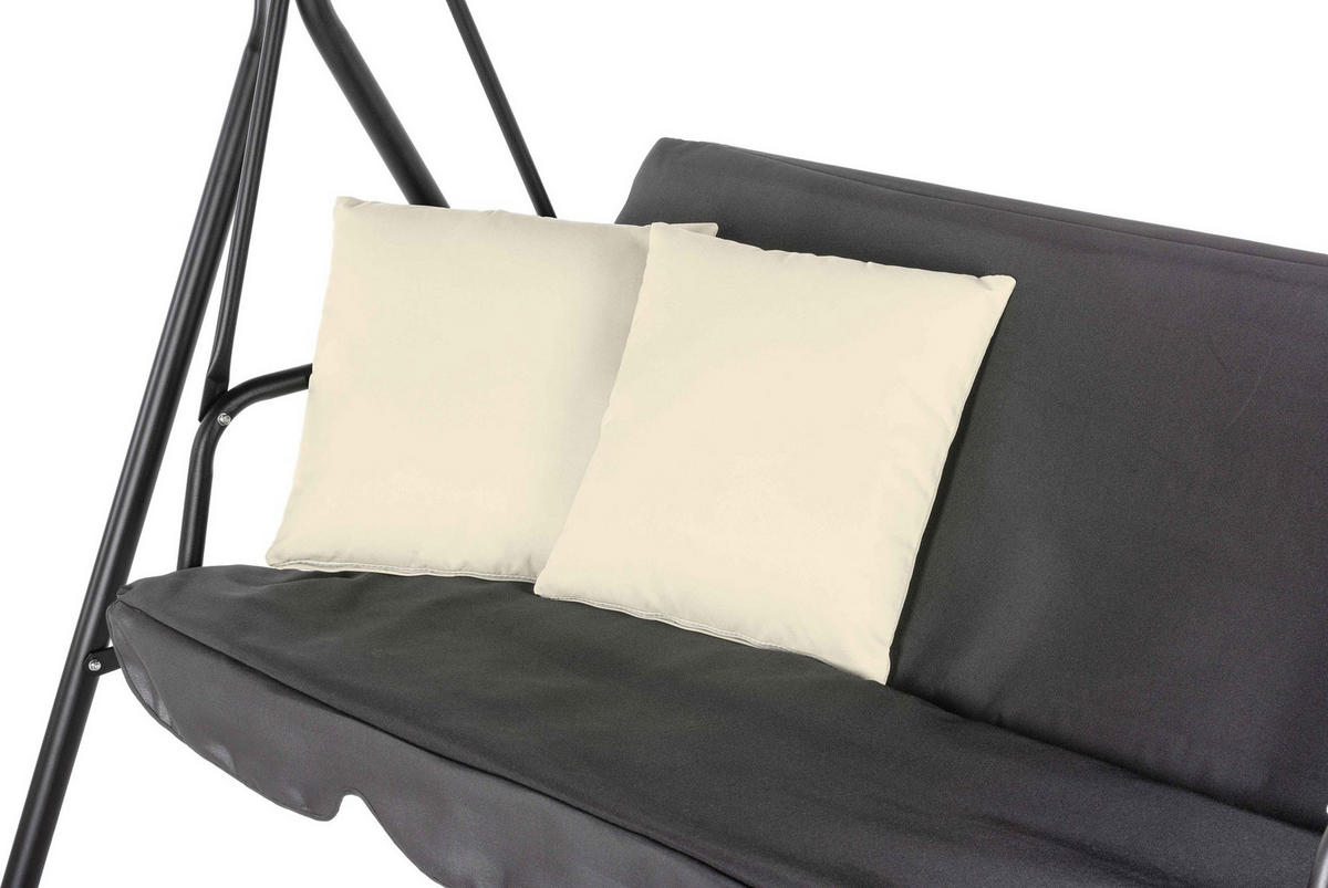 HOLLYWOODSCHAUKEL mit Sonnendach, 170/110/153 cm, 3 Personen, 2 Kissen - Grau, Textil/Metall (170/153/110cm) - Luverno