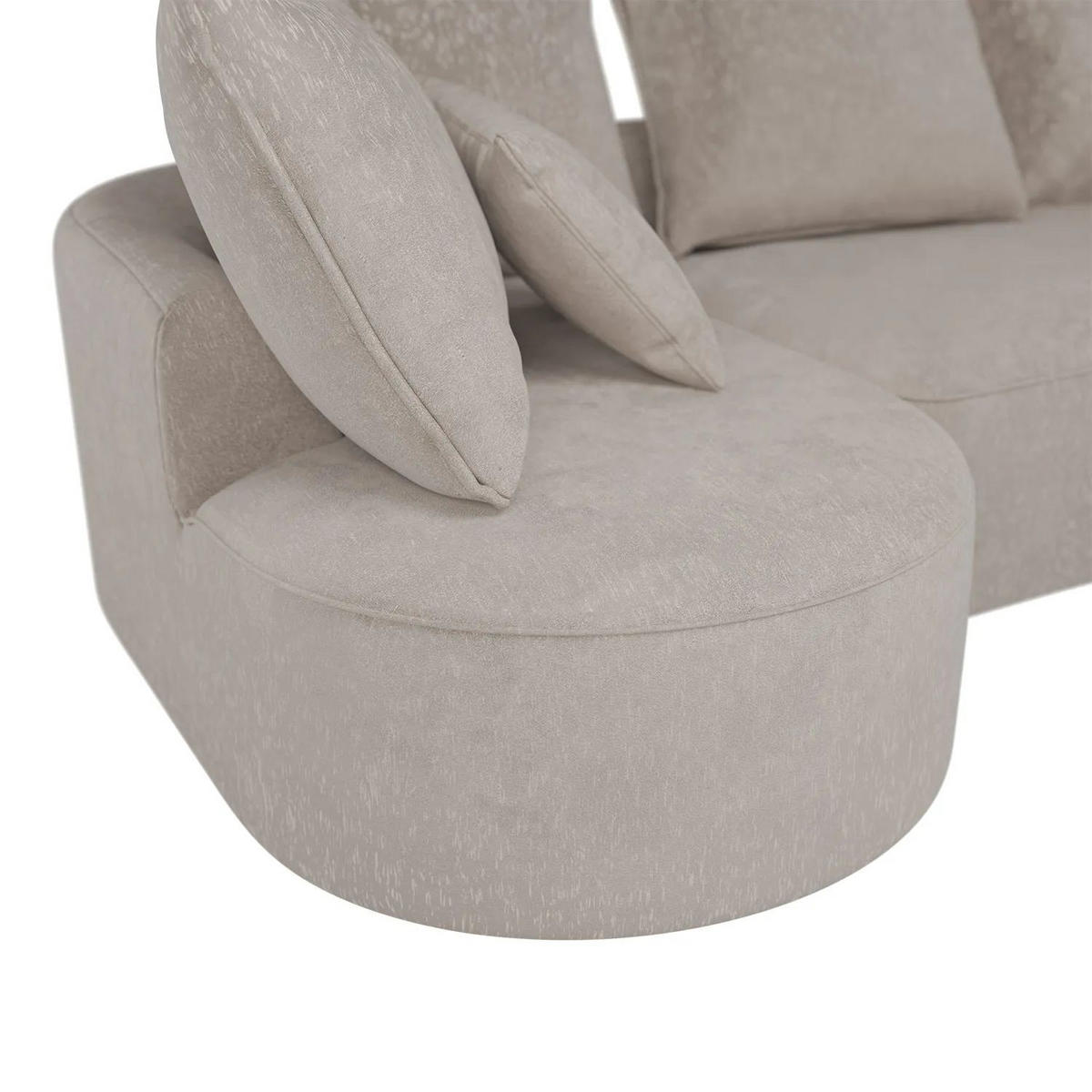 SOFA Tirano Samt Beige mit Ottomane links - Beige, Textil (102/300cm) - Juskys
