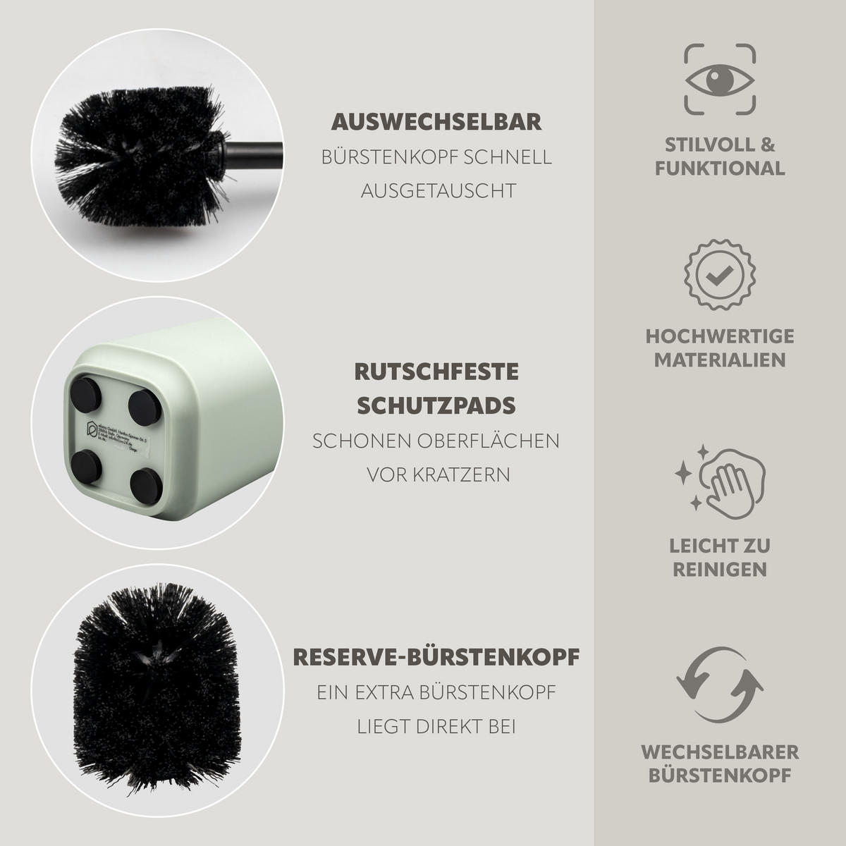 BAD-ACCESSOIRES-SET VALONA 2tlg., salbei, Kunststoff - Salbeigrün, Kunststoff (21/25.5/21cm) - eluno