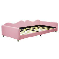 KINDEREINZELBETTEN aus Teddystoff 90x200 cm in Rosa mit Rückenlehne - Rosa, Textil (90/200cm) - Modfu