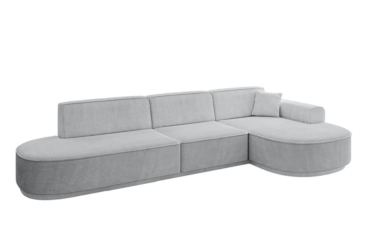 ECKSOFA Ottomane Rechts MARI-L2-v3 - 328x171x83 cm Grau Cord - Schwarz/Grau, Holzwerkstoff/Kunststoff (171/328cm) - ALTDECOR