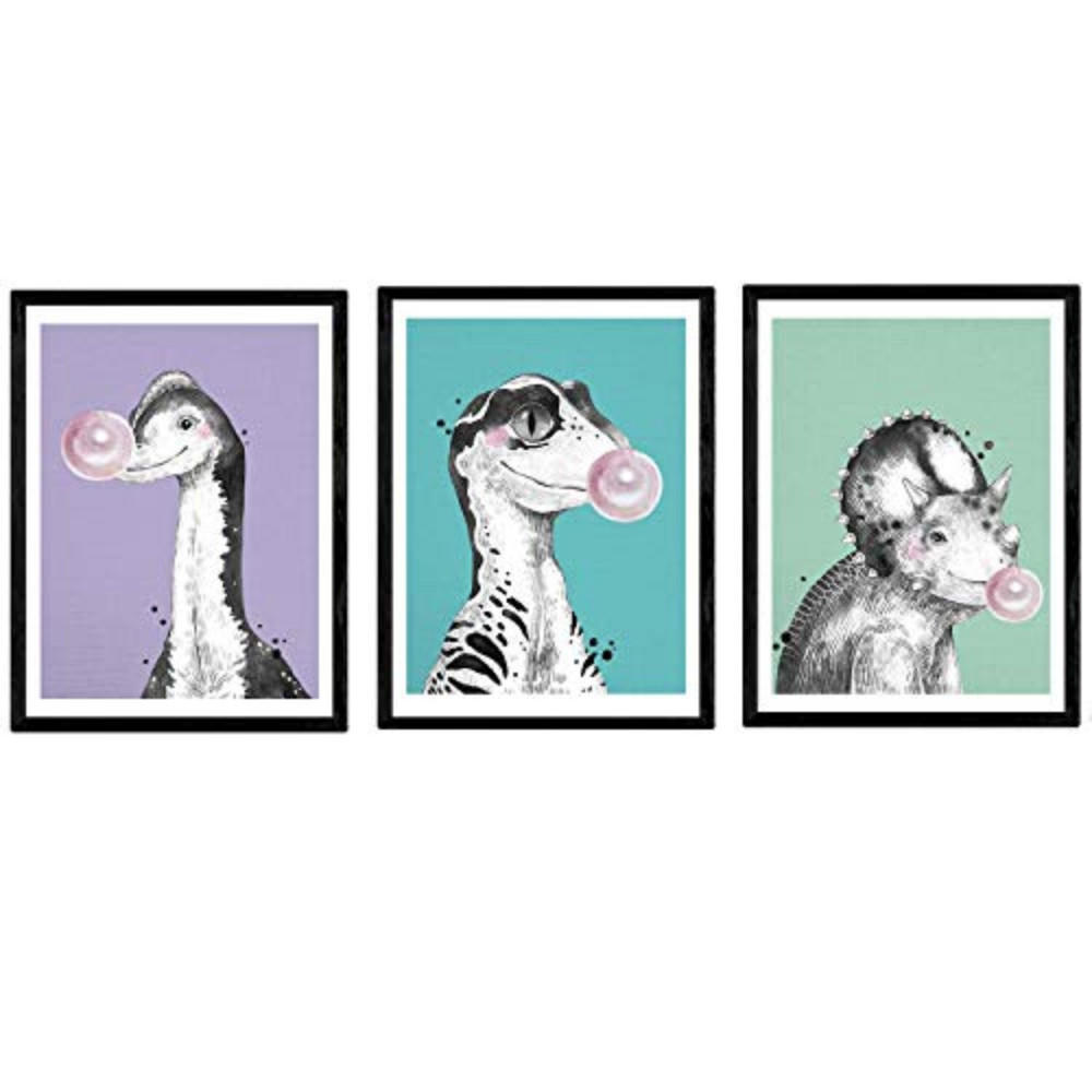 POSTER Set Mit 3 Dinosaurier Mit Kaugummi A3 Rahmenlos - Klar, Papier (29.7/5/42cm) - Nacnic