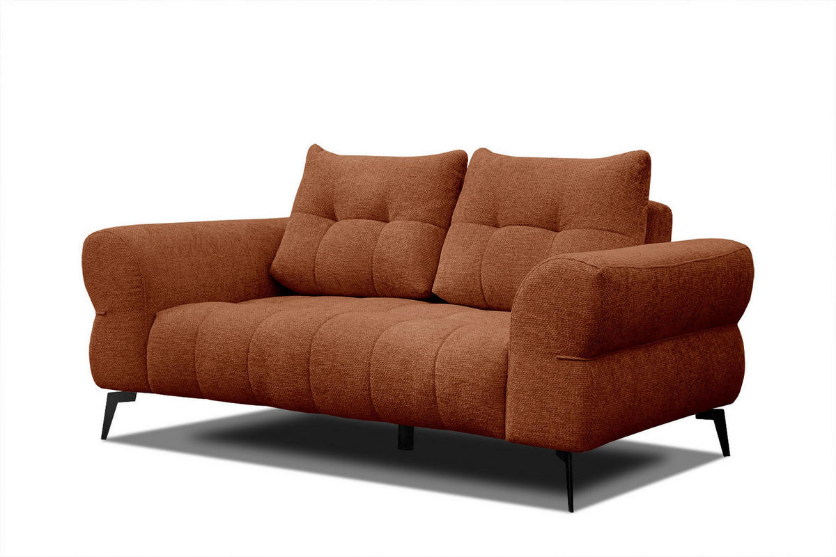 SOFA SALVINI 2-Sitzer, dunkelorange - Dunkelorange/Schwarz, Holzwerkstoff/Textil (176/88/99cm) - Courtois Laville