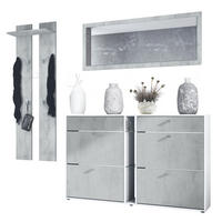 GARDEROBE Orlando Beton Oxid Optik - Hellgrau, Holzwerkstoff (215/210/28cm) - Vladon