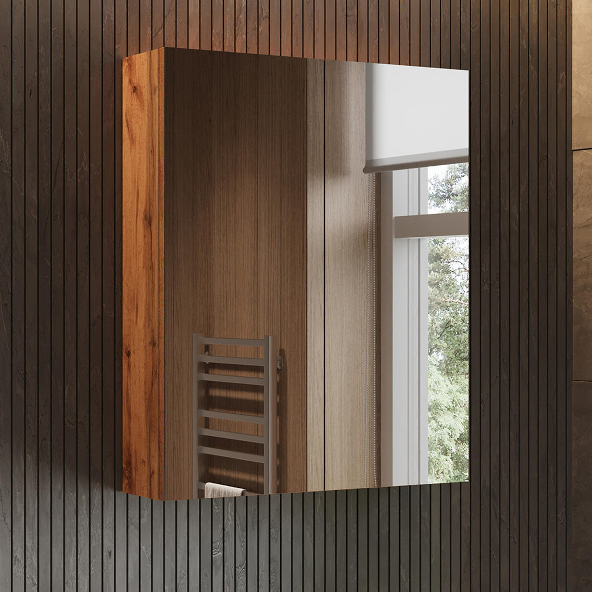 KOUPELNOVÁ ZRCADLOVÁ SKŘÍŇKA Lotta Dub - barva dubu, kompozitní dřevo (59.7/73.2/16cm) - Vicco