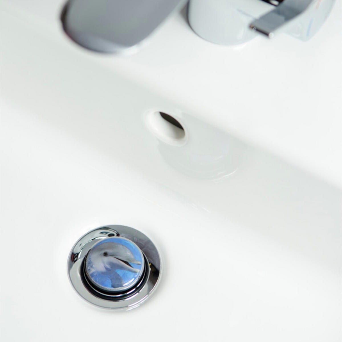 WASCHBECKENSTÖPSEL Delphin - Blau, Kunststoff/Metall (4/7/7cm) - Sanilo