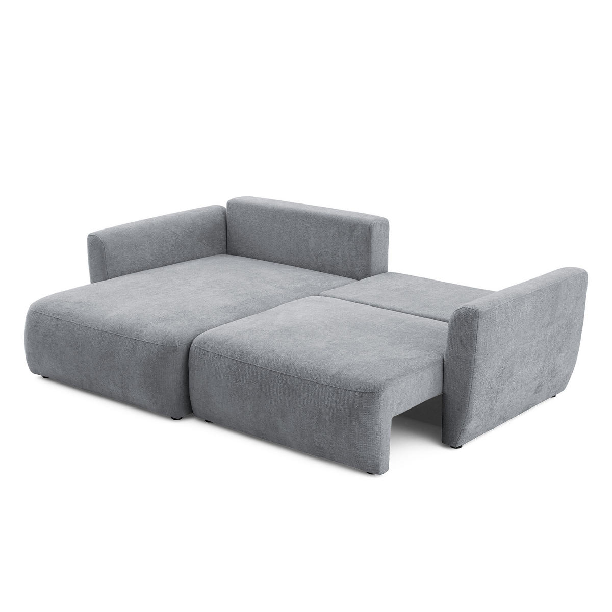 ECKSOFA BELLA L Links mit Schlaffunktion 140x205 Velours Grau - Schwarz/Grau, Holz/Kunststoff (230/165cm) - Muffo