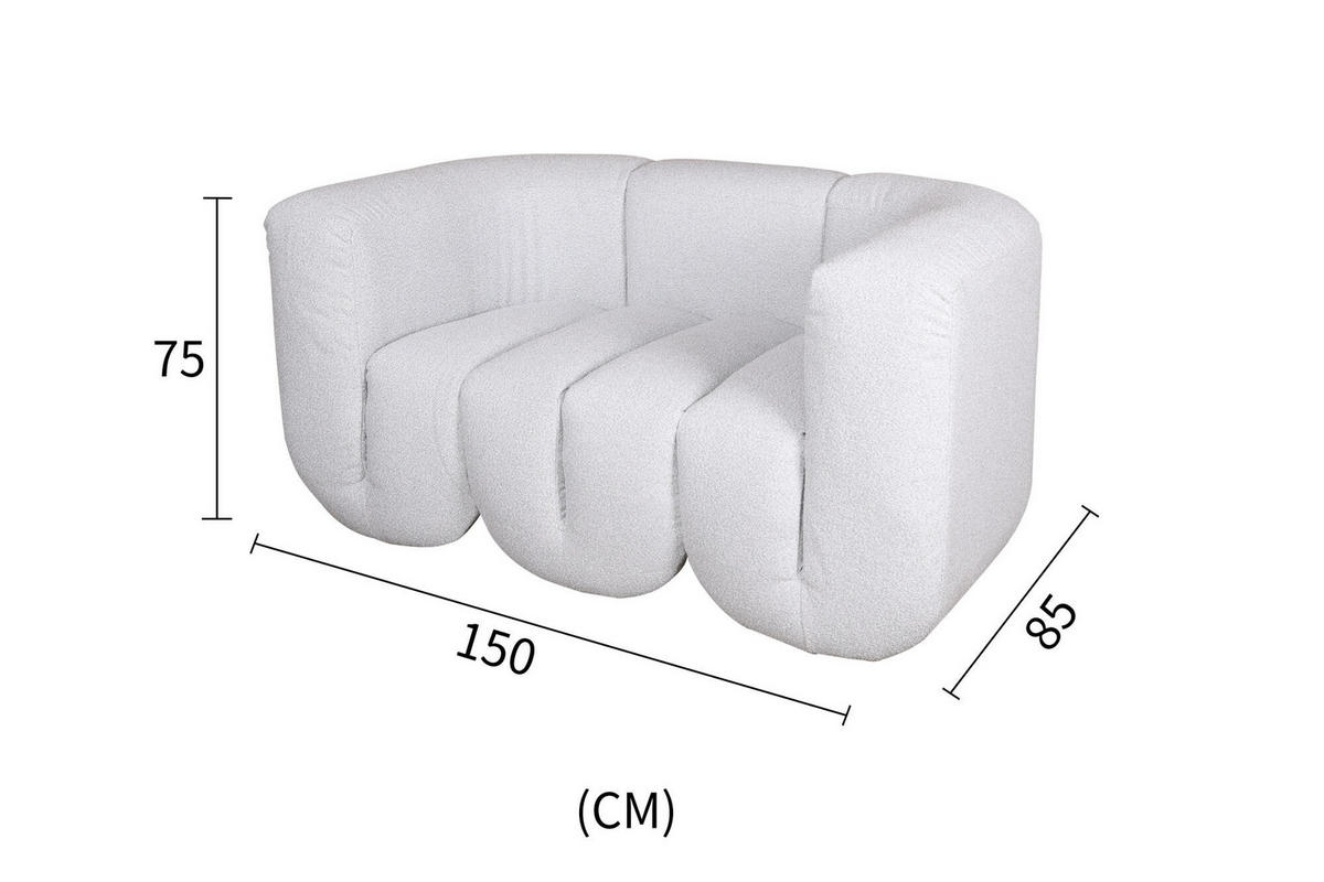 SOFA NUA Weiß 150x85x75 cm - Weiß, Textil (150/75/85cm) - FURNLUX