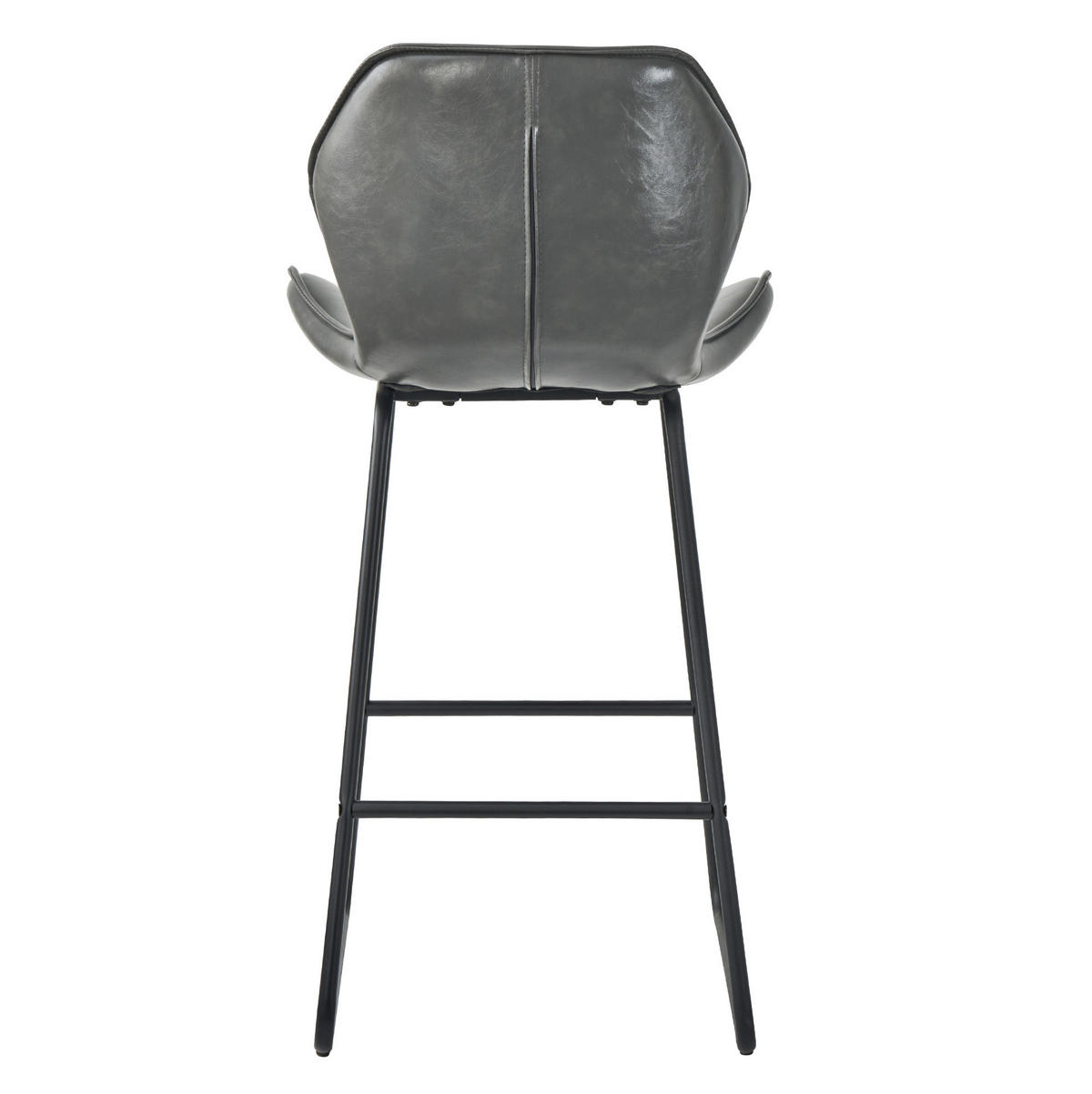 BARHOCKER 2er-Set mit Rückenlehne Kunstleder Grau - Grau, Metall (47/91.5/48.5cm) - Meubliv