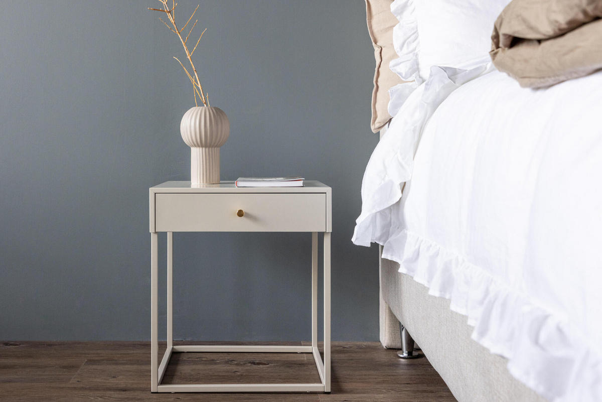 NACHTTISCH BAKAL Beige 41x43x50 cm - Beige, Metall (41/50/43cm) - FURNLUX