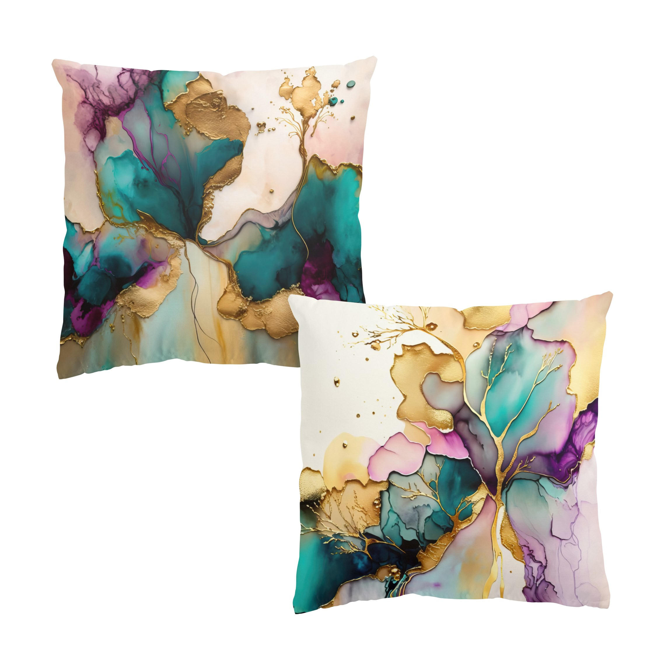 DEKOKISSEN 2er-Set Goldenes Farbspiel Duo 50/50 cm - Goldfarben, Textil (50/50cm) - Bilderwelten