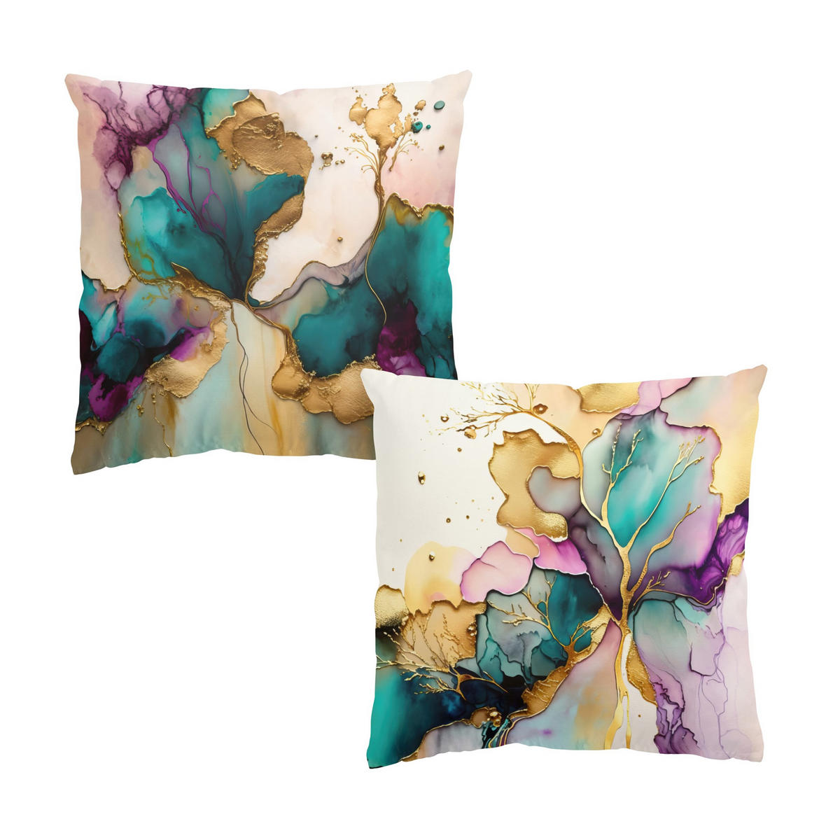 DEKOKISSEN 2er-Set Goldenes Farbspiel Duo 50/50 cm - Goldfarben, Textil (50/50cm) - Bilderwelten