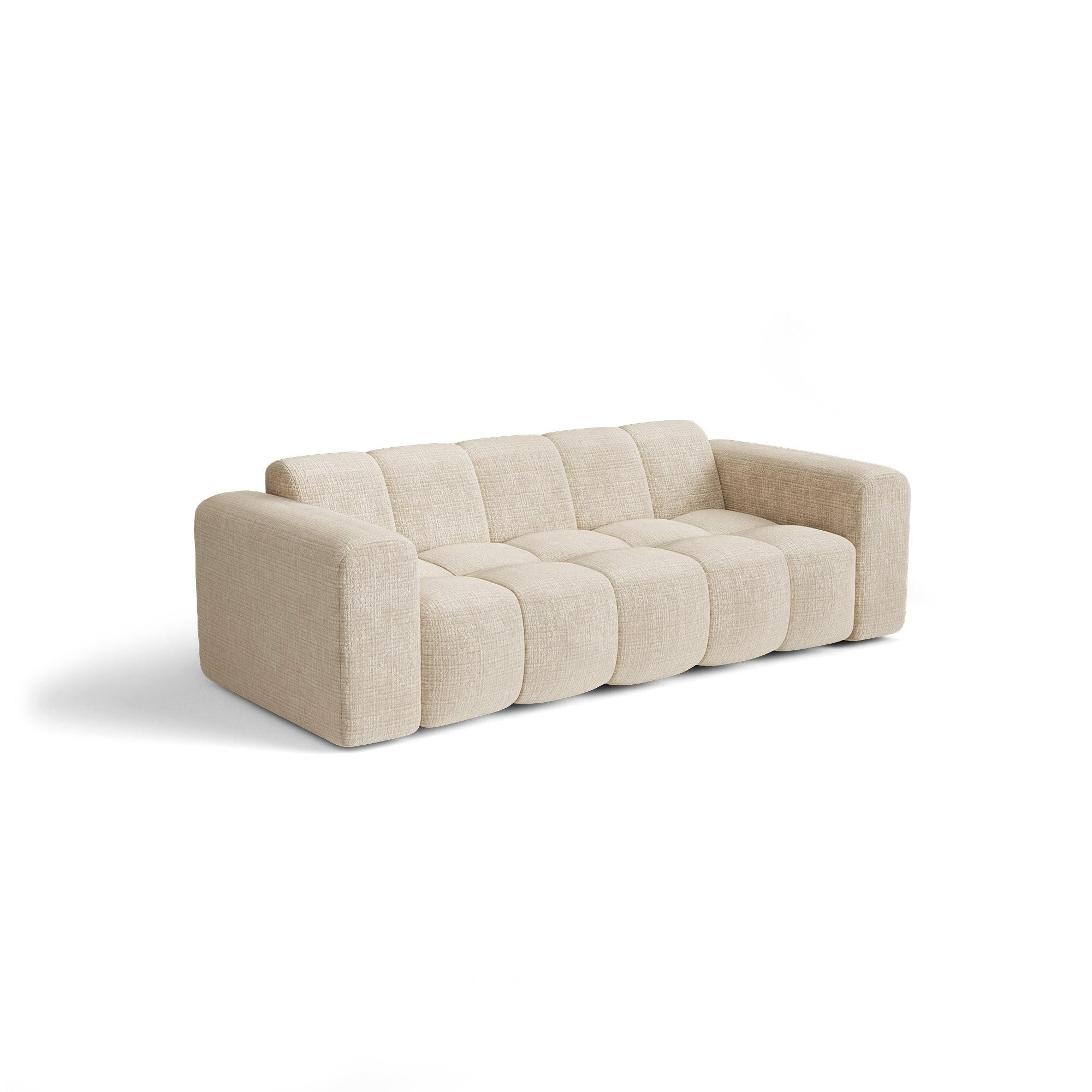 SOFA BLOOM Geprägter Samt Creme 241cm - Creme, Textil (241/69.5/94cm) - Premium Interiors