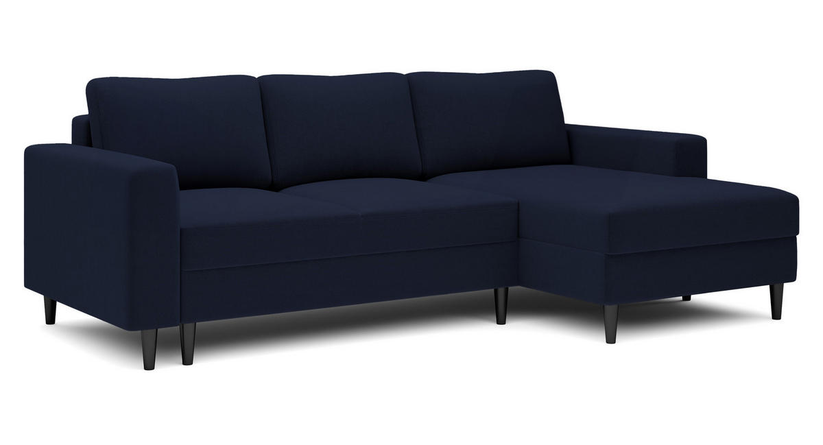 ECKSOFA Nalika Dunkelblau Velours - Schwarz/Dunkelblau, Holz/Textil (230/143cm) - Selsey