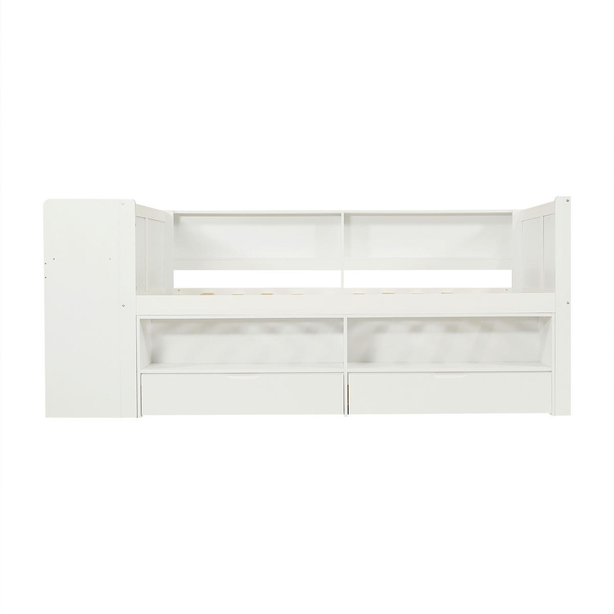 STAURAUMBETT 120/200 cm mit Schreibtisch, DE-41771, in Weiß - Weiß, Holz (120/200cm) - ComfortXL