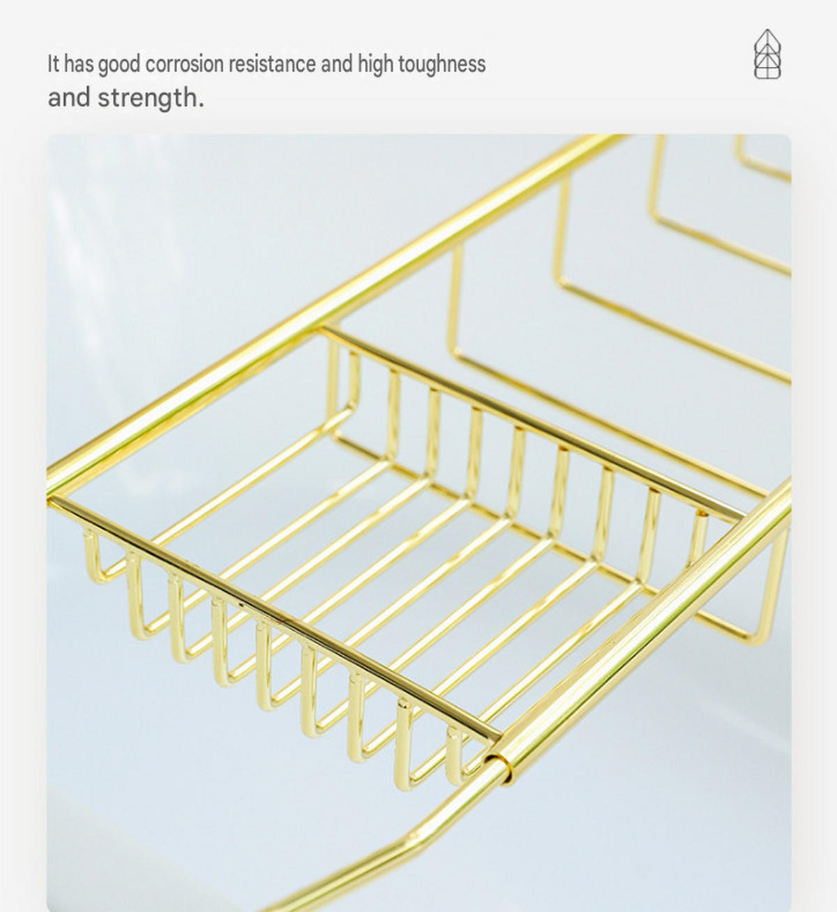 BADEWANNENABLAGE,(68–98) cm × 20 cm × 6 cm, Metall, Gold - Goldfarben, Metall (20/6/98cm) - Weltevree