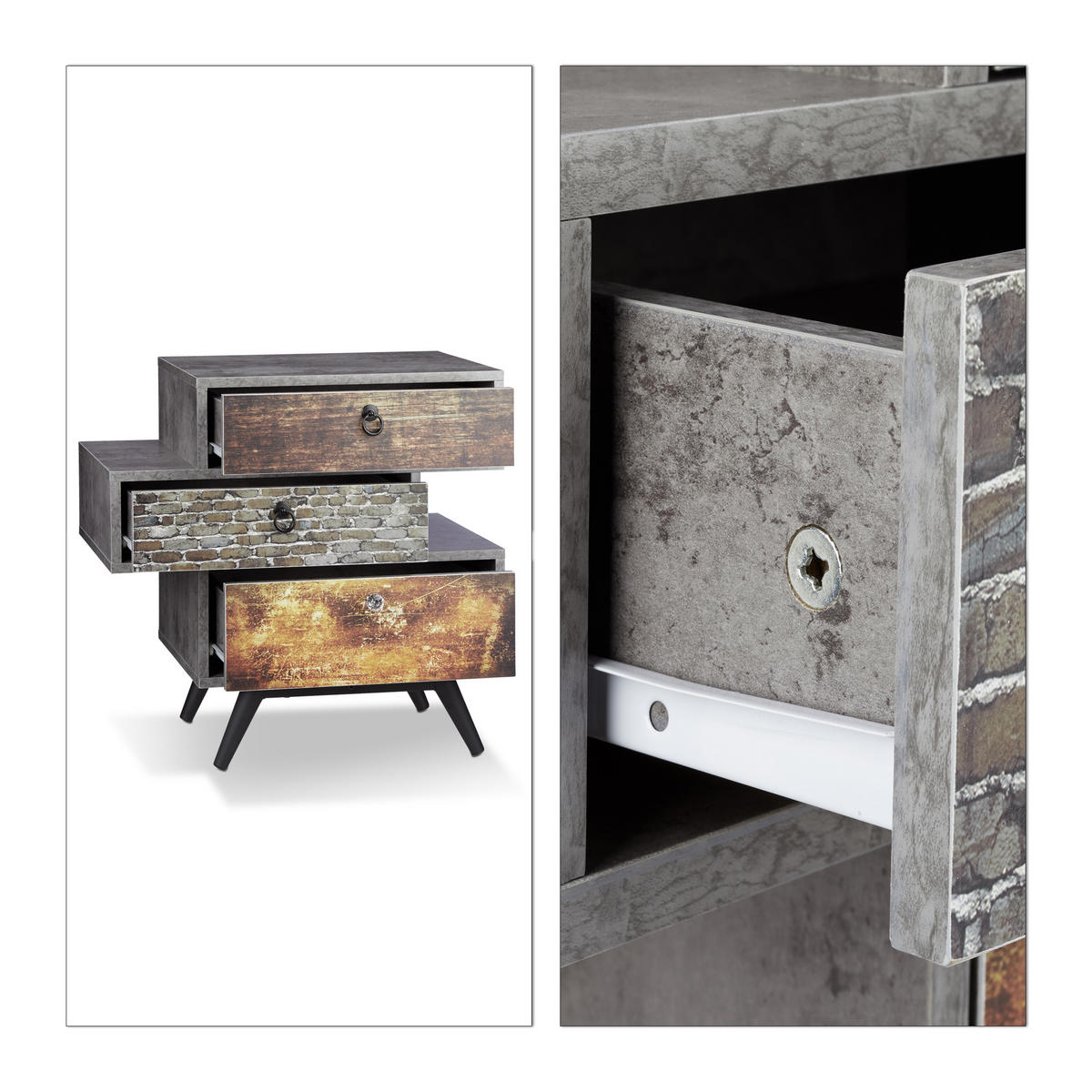 KOMMODE - Multicolor, Holzwerkstoff/Metall (60/59.5/40cm) - Relaxdays