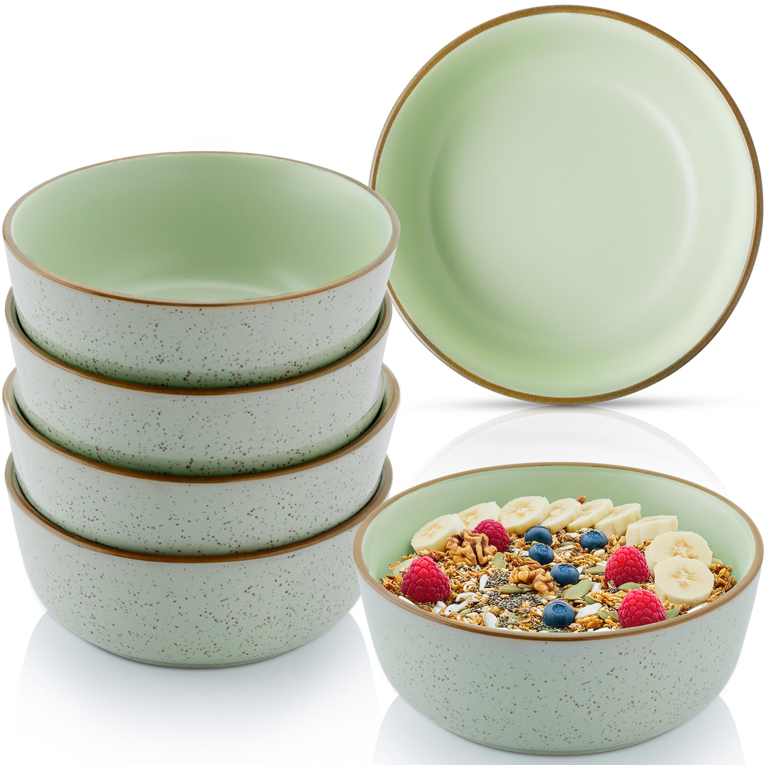 SCHALEN SET RIO MINZE - 6 teilig aus Steingut - Grün, Stein (33.5cm) - Sänger