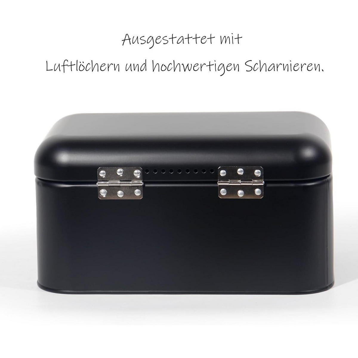 BROTKASTEN aus Metall mit Edelstahlgriff, schwarz - Schwarz, Metall (18/15.5/30cm)