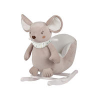 SCHAUKELTIER Maus beige Plüsch, Sicherheitsgurt, Holzgriffe, Fußstützen, Rückenlehne - Beige, Textil (35/58/58cm) - Kikka boo