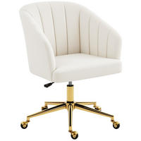 BÜROSTUHL DE-05222 Samtoptik, höhenverstellbar & rollbar Cremeweiß - Creme, Metall (60/92.5/61cm) - ComfortXL