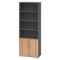 KOMBISCHRANK - 2 plus 4 Ordnerhöhen 42/80/215,6 cm in Graphitfarben/Nussbaumfarben - Nussbaumfarben/Graphitfarben, Holzwerkstoff (80/215.6/42cm) - bümö