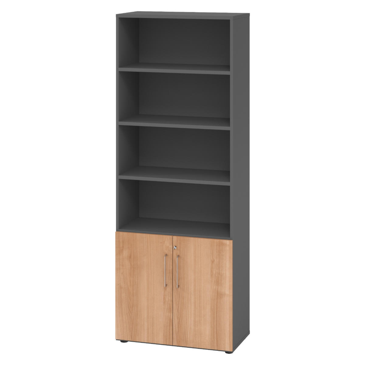 KOMBISCHRANK - 2 plus 4 Ordnerhöhen 42/80/215,6 cm in Graphitfarben/Nussbaumfarben - Nussbaumfarben/Graphitfarben, Holzwerkstoff (80/215.6/42cm) - bümö