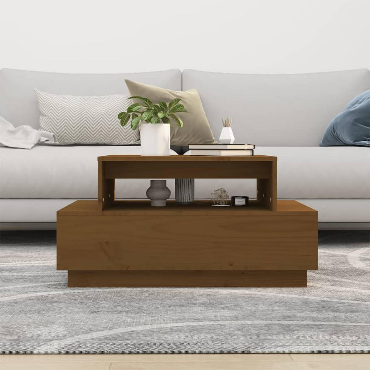 COUCHTISCH Honigbraun 80x55x40,5 cm Massivholz Kiefer - Braun, Holz (80/55/40.5cm) - furnicato