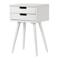 NACHTTISCH mit 2 Schubladen - Braun/Weiß, Eichenholz/Holz (40/61/30cm) - home24