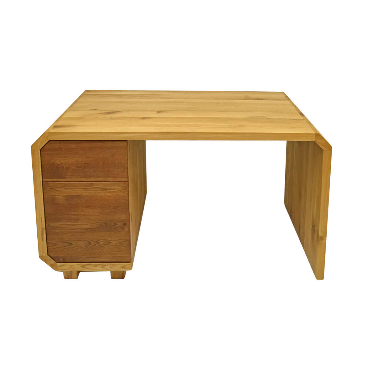 EICHENSCHREIBTISCH mit einem Container für das Arbeitsbüro des OMNIS I - Eichefarben, Holz (70/150/75cm) - Rawood Furniture