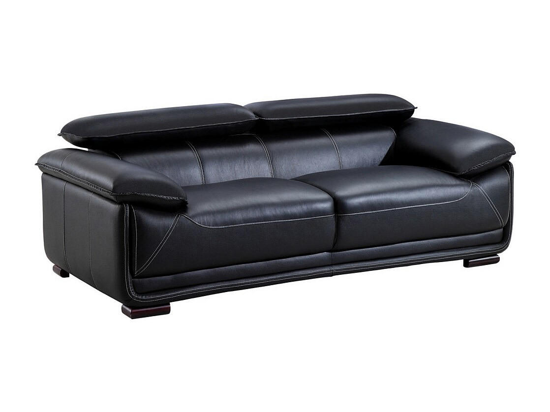 COUCHGARNITUR - 5 Personen - leder - schwarz Macelo - Schwarz, Leder/Holz (170/75/97cm) - Vente-Unique