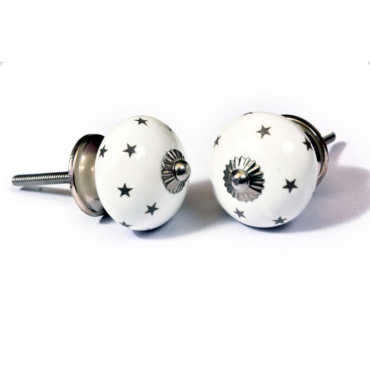 KERAMIKKNÖPFEN Set mit 8 in Weiß und Grau 40 mm Durchmesser. - Hellblau, Keramik (4/4/6.9cm) - Nacnic